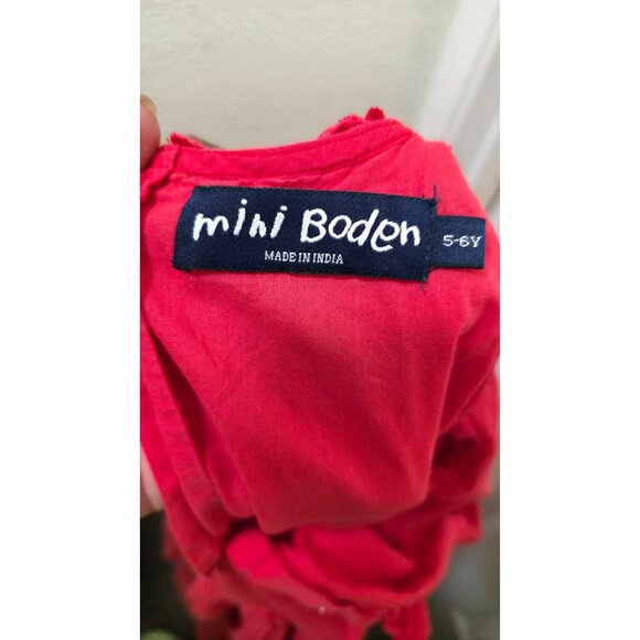 Mini Boden Girls Red Sleeveless Dress With Rosette Appliques Button Back Closure - Picture 5 of 8